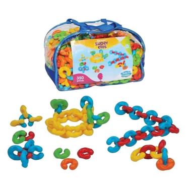 Imagem de Brinquedo de Montar Sacolão Criativo Super Elos 350 Peças Educativo Colorido Sonho de Criança