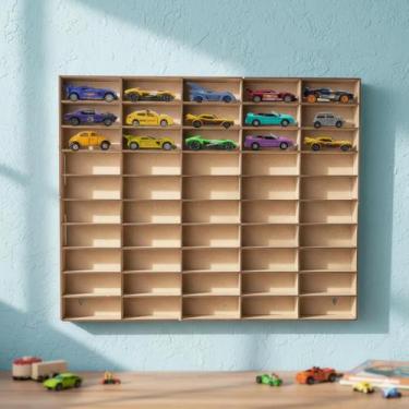 Imagem de Expositor Hot Wheels 50 Carrinhos Porta Carrinhos Coleção MDF Preto Ou