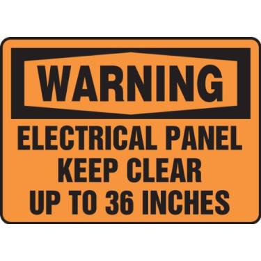 Imagem de Accuform MELC309VS Placa de segurança de vinil adesivo, lenda, painel elétrico de aviso mantém claro até 91,4 cm, comprimento 17,7 cm largura x 25,4 cm de espessura, preto sobre laranja