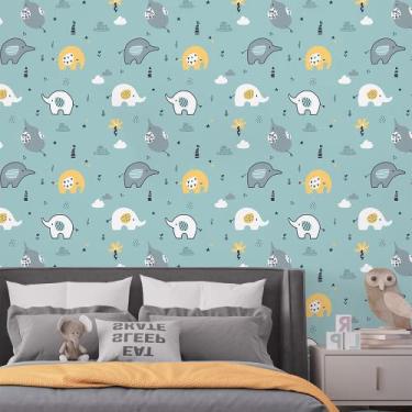 Imagem de Papel de Parede Infantil Elefantinho Colorido