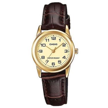 Imagem de Relógio Feminino Casio Ltp-V001Gl 9Budf Dourado Couro