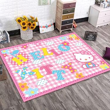 Imagem de Tapete de área de fundo de desenho animado com animais fofos em estilo desenho animado tapete de área de poliéster para sala de jantar dormitório quarto casa decorativo 99x63 polegadas