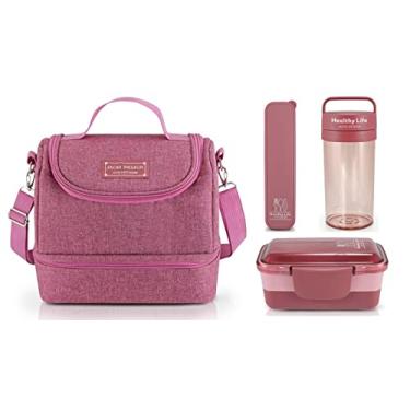 Imagem de Bolsa Térmica + Marmita + Copo + Porta Talher Kit 4 Peças Concept Jacki Design/Rosa