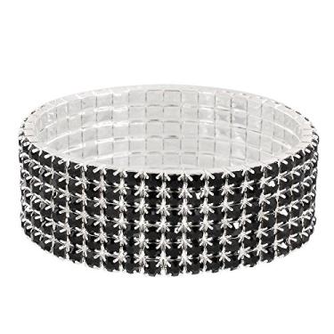 Imagem de Falari Pulseira el stica de cristal com strass para noivas, Cristal