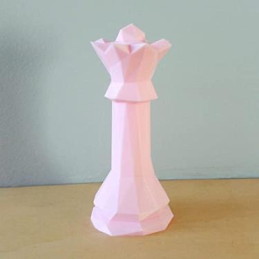 Imagem de Rainha - Peça Decorativa De Xadrez, Estatueta 13.5 Cm De Altura - Toque 3D Cor:Rosa Claro