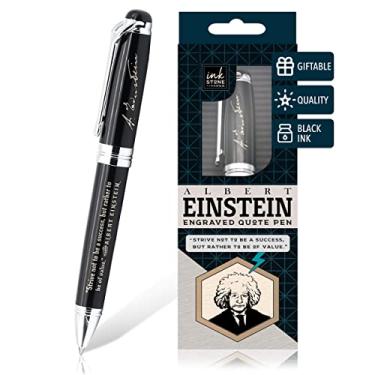 Imagem de Inkstone Canetas pretas inspiradoras com citação de Albert Einstein – perfeitas para itens essenciais da escola de enfermagem, acessórios de enfermeira, presentes de formatura e canetas motivacionais