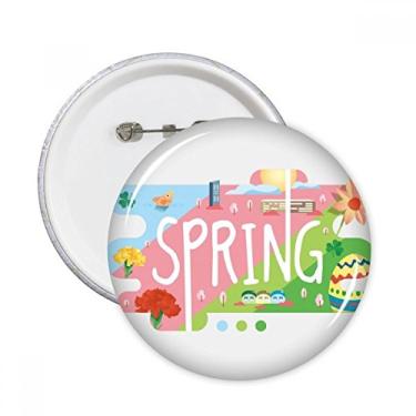 Imagem de Ilustração da temporada de primavera pinos redondos emblema botão decoração acessório 5 peças