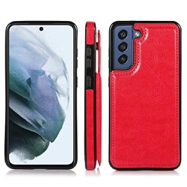 Imagem de Estojo de couro tipo carteira Slim Fit para Samsung Galaxy S22 Ultra S21 Plus S20 FE S10 Lite S10 S9 S8 S7 Note 20 Ultra 10 Lite 9, Rose Red, para Galaxy S7