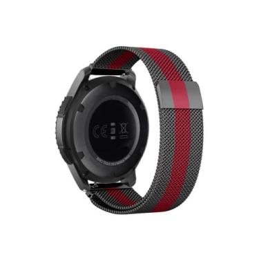 Imagem de Pulseira 22mm Magnética Milanese compatível com Galaxy Watch 3 45mm - Galaxy Watch 46mm - Gear S3 Frontier - Amz-fit GTR 47mm (C7) (Preto/Vermelho)