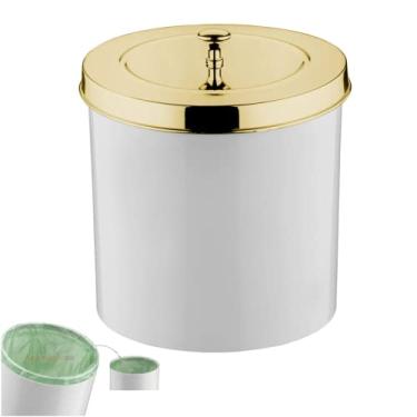 Imagem de Lixeira 5 Litros Tampa Cesto De Lixo Dourado Para Banheiro Pia Cozinha - 550DD Future - Branco