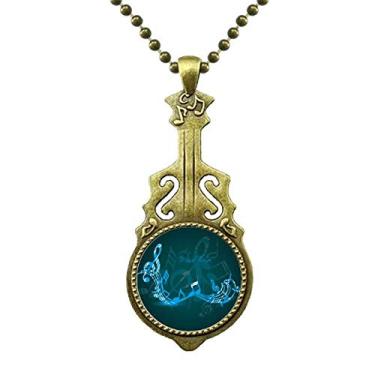 Imagem de DIYthinker Elegante colar com notas musicais Flappg azul antigo joia musical pingente