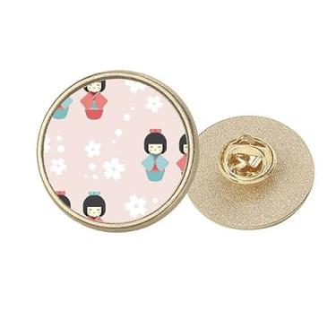 Imagem de Broche Art Repeat Japonês Art Deco Fashion Redondo Metal Dourado Broche Clip, Medium, não aplicar