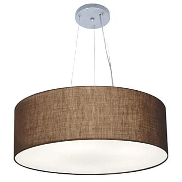 Imagem de Lustre Pendente Cilíndrico Cúpula Tecido 60x21 cm, Vivare Iluminação, Pendente4010 LC, Café, Grande