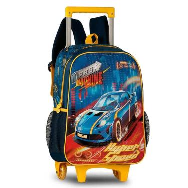 Imagem de Mochila Escolar de Rodinha Fast Machine Carro Azul Clio
