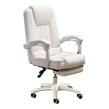 Imagem de Cadeira giratória executiva de escritório cadeira de computador de couro PU cadeira de mesa de computador com apoio para os pés Cadeira giratória ergonômica de videogame Capacidade de rolamento: 150