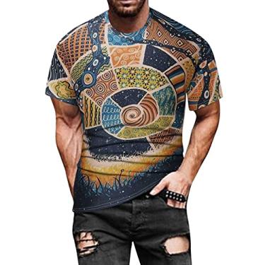 Imagem de Camisetas masculinas estampadas com gola canoa para homens manga curta divertida verão outono camiseta 2024, P-884 multicolorido, 5G