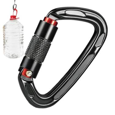 Imagem de Escalada de mosquetão com travamento automático, clipes de mosquetões resistentes | Fechadura principal multifuncional em forma de D,Anel D de mosquetão de alumínio com clipe de bloqueio seguro 24KN,