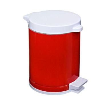 Imagem de Lixeira Vermelha com Pedal e Recipiente Plástico 4,5 Litros - Viel