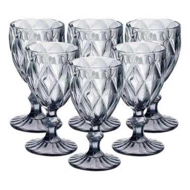 Imagem de Jogo 6 Taças Diamond Vidro Diamante Negro Fumê 340ml - ORIGINAL GLASS