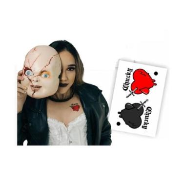 Imagem de Tatuagem Temporária Chucky Halloween Dupla Tatoo Cartela - 3Istore