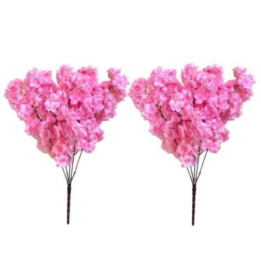Imagem de 2 Buques Flor Cerejeira Artificial 5 Galhos Grande Decoração - Honda C