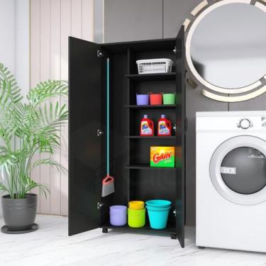 Imagem de Armário Lavanderia 2 Portas Multiuso - ClickForte, Preto