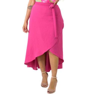 Imagem de Saia Envelope Transpassada Longa com Fenda Midi e Amarração - Catwalk,