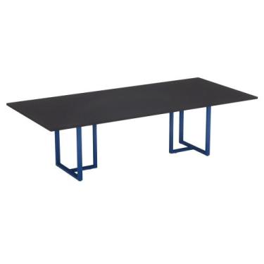 Imagem de Mesa de Reunião Retangular Tubular P25 Pandin 2,6 M Preto e Azul Del R