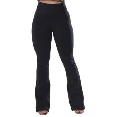 Imagem de Calça Flare Suplex Flanelada Boca de Sino Bailarina Cintura Alta - S.S