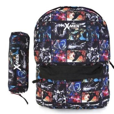 Imagem de Kit mochila escolar e estojo - wolverine x men marvel, PRETO