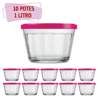 Imagem de Kit Potes Americano Tampa Sortida Grande Alimentos 1L - 10Un - NADIR F