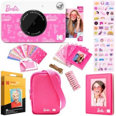 Imagem de Kodak Câmera digital Barbie Printomatic com impressão instantânea colorida, pacote de presente da Barbie (estilo exclusivo) + capa da Barbie, álbum de fotos, adesivos e molduras para pendurar, 50