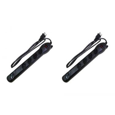 Imagem de Kit C/2 - Filtro Linha Qualitronix 5 Tomada  Bivolt Preto, Bivolt