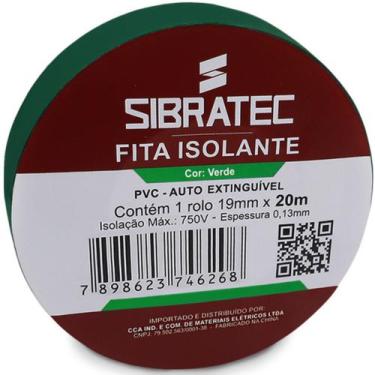 Imagem de Fita isolante Verde 19mm x 20 metros Sibratec
