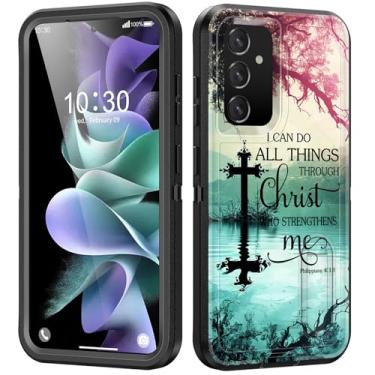 Imagem de BFUKVOU Capa para Galaxy S25 com suporte embutido, à prova de choque/poeira/queda, 3 camadas, capa protetora de grau militar para Samsung Galaxy S25 6,2 polegadas 2025, versículos bíblicos Filipenses