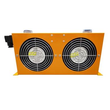Imagem de PreAsion Refrigerador de ar hidráulico AH0608L ventiladores duplos radiador de óleo refrigerado a ar 60L/min refrigerador de ar usado para compressas de óleo hidráulico de ar (DC12V 25W*2)