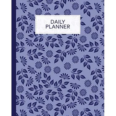 Imagem de Daily Planner: To Do List Notebook, Classy Leaf Flower Pattern Blue Planner and Schedule Diary, Daily Task Checklist Organizer Home School Office, Time Management - Any Month, 2019, 2020..
