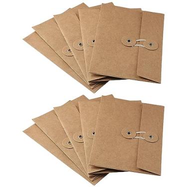 Imagem de dohobby 10 bolsos de envelope de papel kraft vintage, com fecho de botão e cordão para convite de casamento, cartão postal, marrom