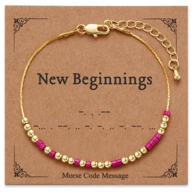 Imagem de GINAZL Pulseira com código Morse para mulheres, pulseiras badass, presentes engraçados de aniversário para mulheres, presente de Natal para irmã Bestie, presentes de Dia dos Namorados para ela, Life