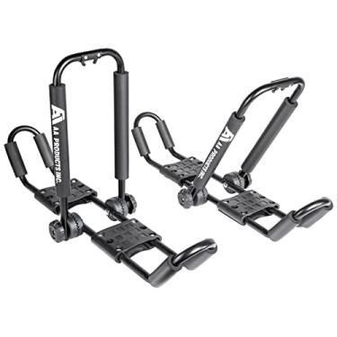 Imagem de AA-Racks J-Style Caiaque Dobrável Bilateral para Canoa, Rack de teto de caiaque com movimento dobrável de 180° para SUP, prancha de surf e prancha de esqui em SUV, carro e caminhão