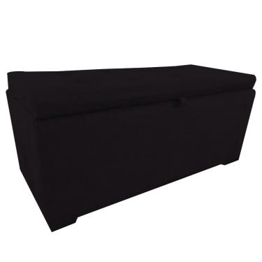 Imagem de Bau puff 80 organizador porta treco brinquedos sapatos infantil multiuso Preto