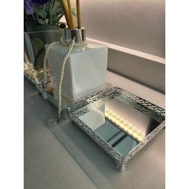 Imagem de Trio de Bandejas modelo Tramas 10x10 cm - Cabral Decor, Prata