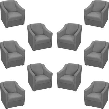 Imagem de Kit 10 Poltronas Decorativa Mila Pé De Plástico Cromado - Cinza Suede