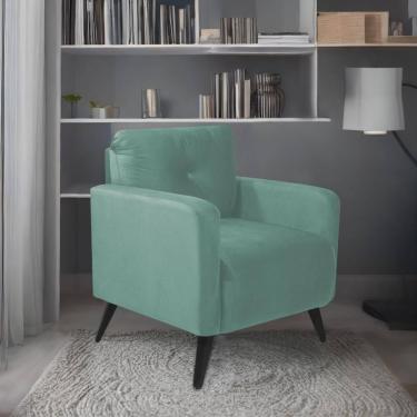 Imagem de Poltrona Decorativa Sala Escritorio Bahamas Veludo - Verde Agua Verde Agua
