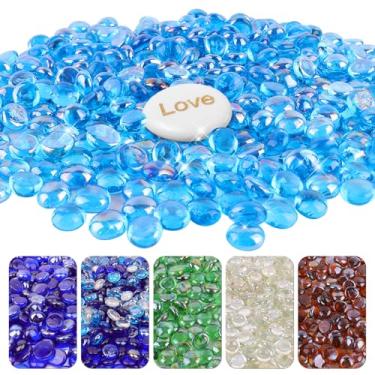 Imagem de Lechloris Contas De Vidro Para Fogueira 10 Libras - 0,6"-0,7" Pedras Naturais Fogueira, Lareira A Gás Ou Propano, Mesa Fogo Vaso Decorativo Mármore Plano, Aquário, Decoração Casa (Turquesa)