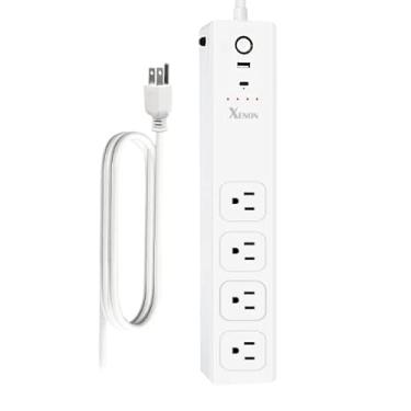 Imagem de XENON Filtro De Linha Alexa Com Protetor Contra Surtos 65 W, 4 Tomadas Ca, Carregamento Rápido Usb Proteção Sobrecarga, Para Casa, Escritório E Viagens