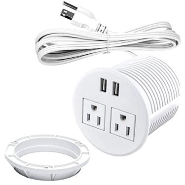 Imagem de Triantstek Ilhós De Mesa Com Portas Usb, Tomada Mesa, Barra Embutida Para Bancada, Sofá, Gabinete, Conferência (Branco)