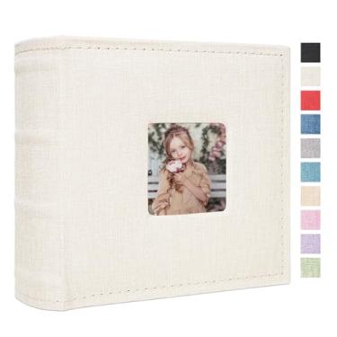 Imagem de Cherrich Álbum De Fotos Pequeno 4X6 Com 100 Bolsos E Espaço Para Escrever, Capa Linho, Livro Casamento, Bebê, Família Formatura