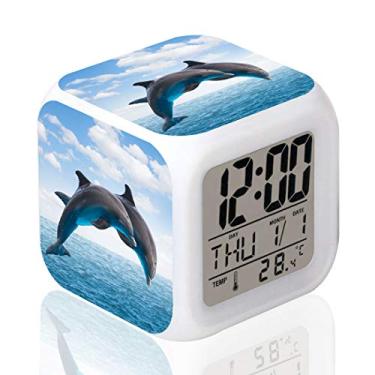 Imagem de MINZEN Despertador Led Golfinho Mesa De Brilhante Eletrônico Colorido Digital Para Meninas Meninos Crianças Quarto Brinquedo Presente Aniversário