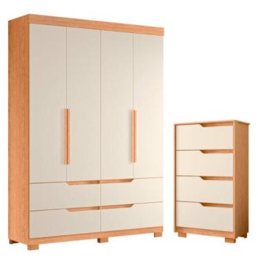 Imagem de Quarto Completo Solteiro Guarda Roupa Doble e Cômoda Sole - Albatroz